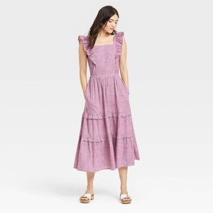 Universal Thread Flutter Sleeveless Tiered Midi Dress Purple Size Medium